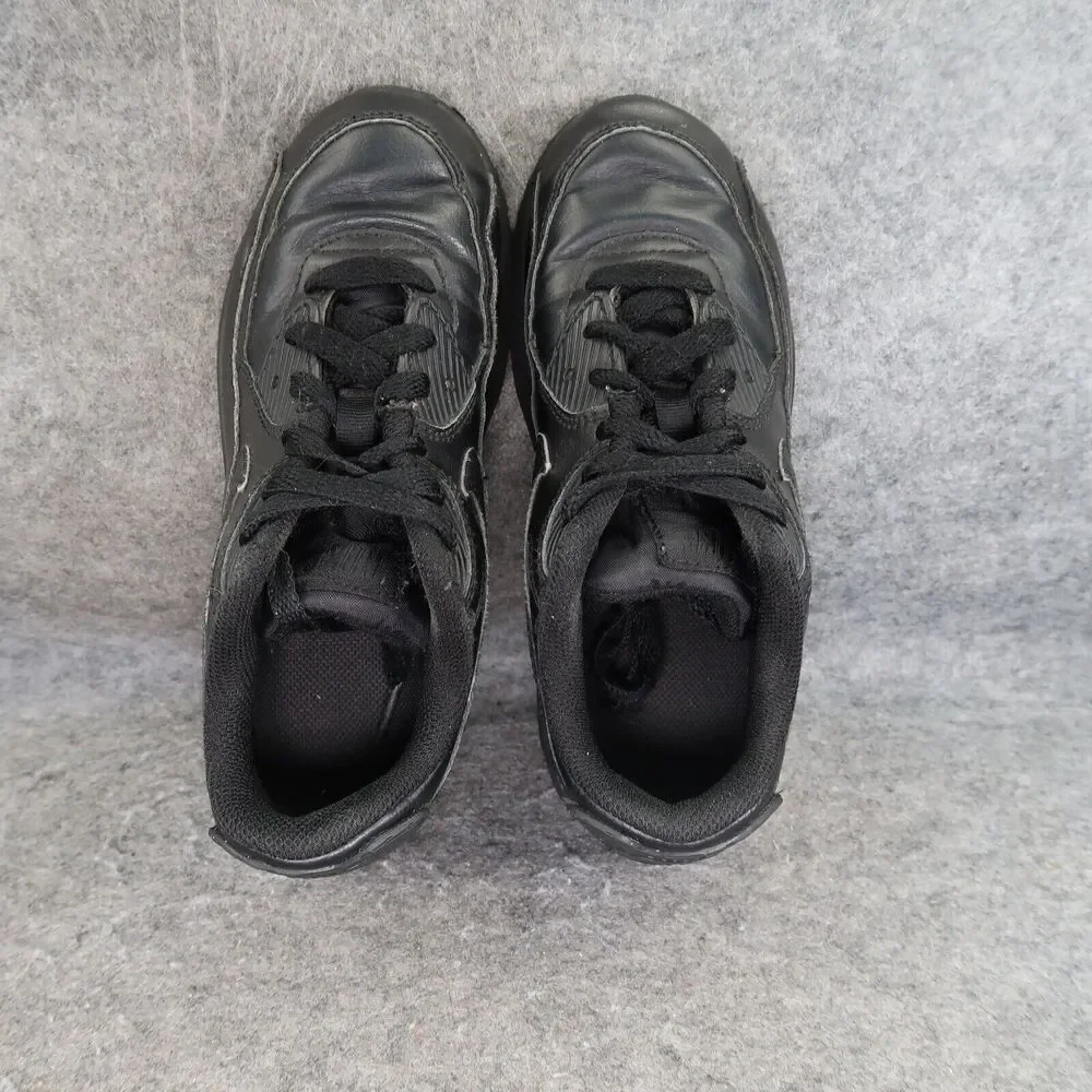 Nike Shoes Kids 2 Sneaker Air Max 90 Black Leather Lace Up Athletic Sport Active